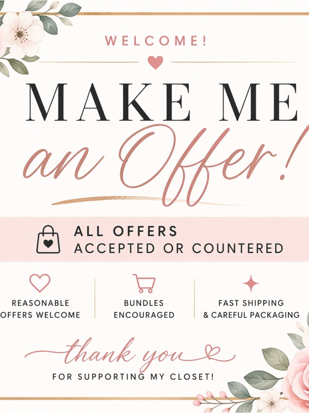 Make Me an Offer Decorative Sign - Pink & Blush